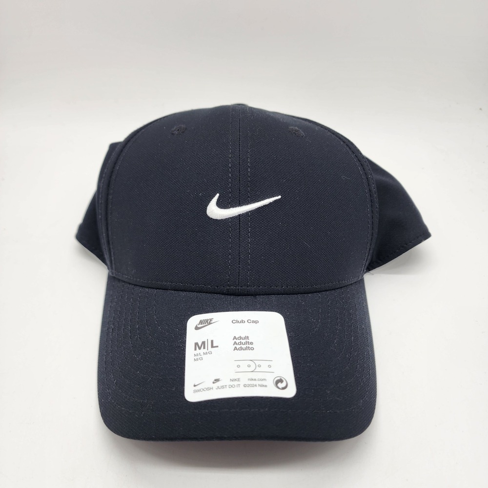 Nike Club Structured Swoosh Cap Unisex M/L Black White Snapback NWT